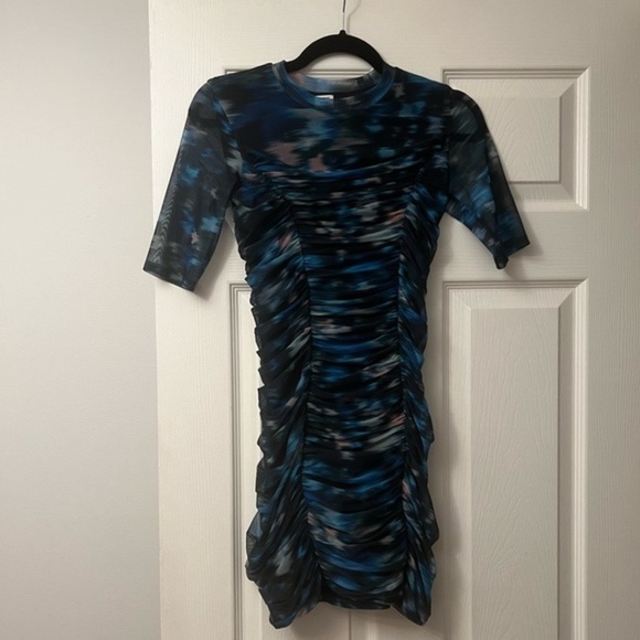 Aritzia  Indigo Blue Mix Ruched Dress - Picture 1 of 4